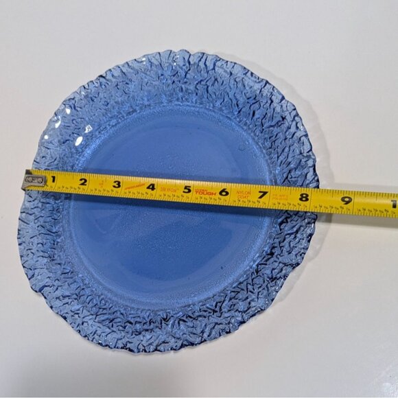 Fire & Light Style Blue Recycled Glass Lunch Plate Textured Rim - Picture 5 of 10